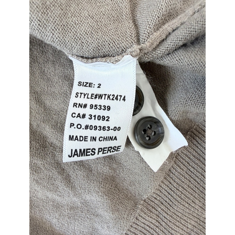 James Perse Cotton Steel Cardigan Sweater Taupe Beige Brown 2 M - Picture 9 of 10